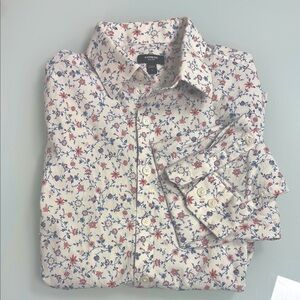 Men's Floral Print Shirt - White and Blue by Brooks Brothers